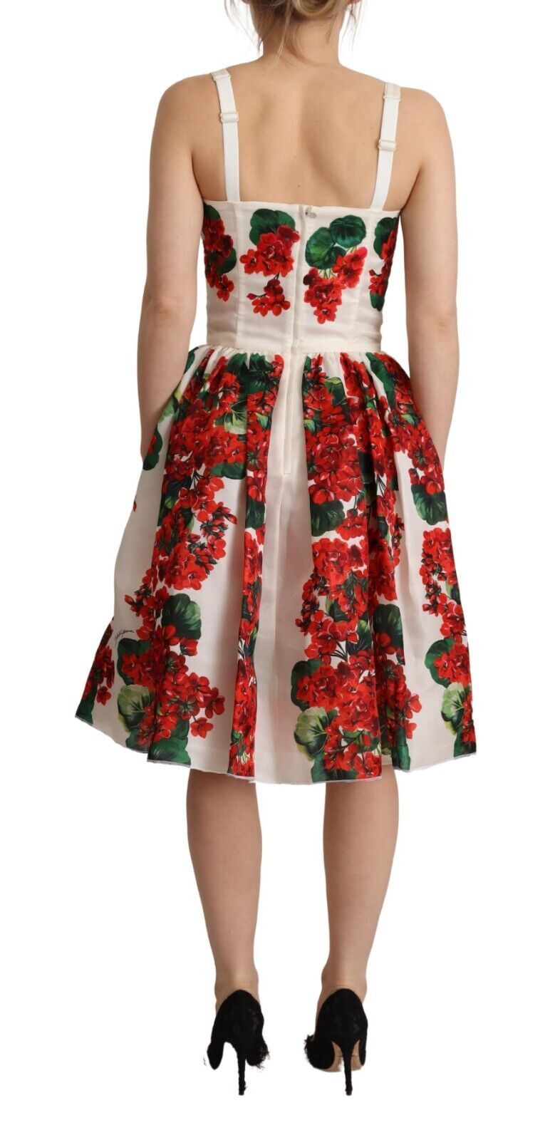 White Geranium Embellished Print A-line Dress