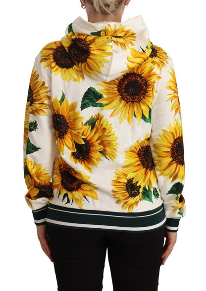 White Daisy Sunflower Hooded Zipper Cotton Sweater
