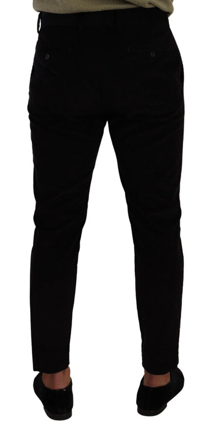 Black Cotton Corduroy Skinny Trouser Pants