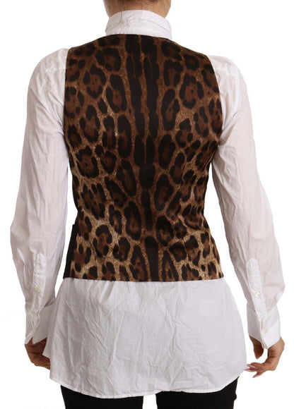 Black Button Down Sleeveless Vest Polyester Top