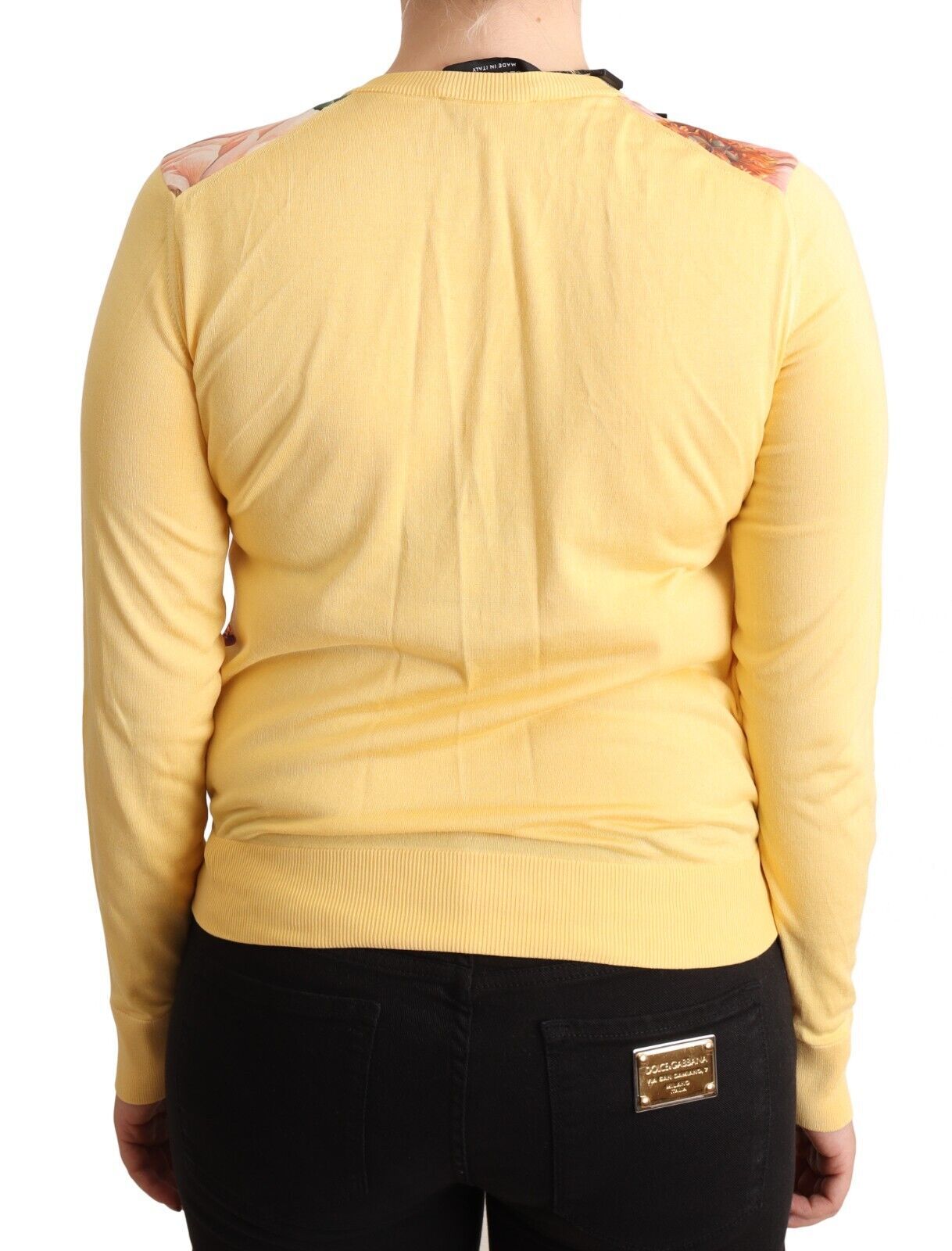 Yellow Floral Long Sleeves Button Cardigan Top
