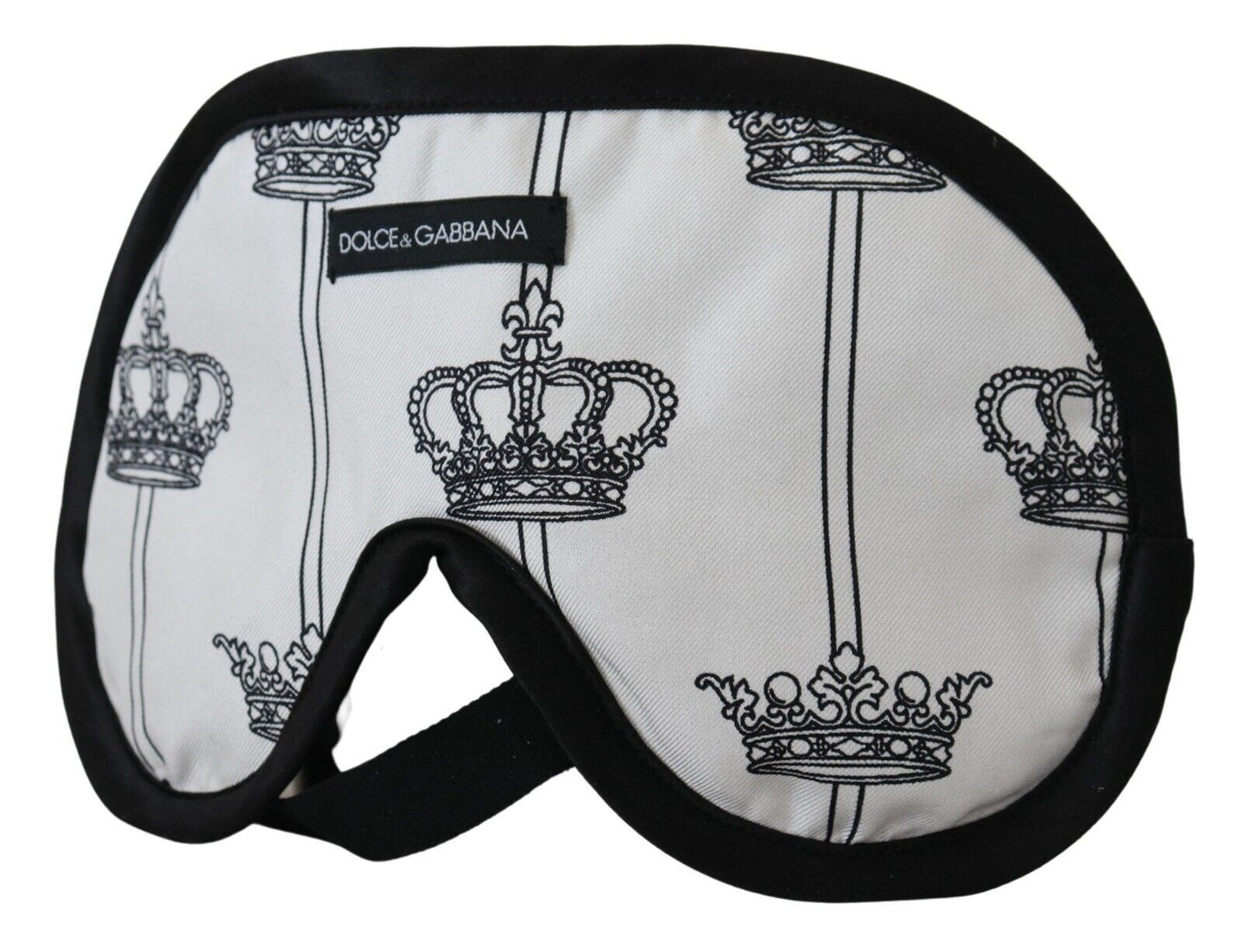 White Cotton Crown Print Elastic Strap One Size Eye Mask