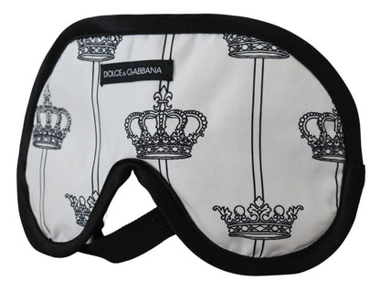 White Cotton Crown Print Elastic Strap One Size Eye Mask