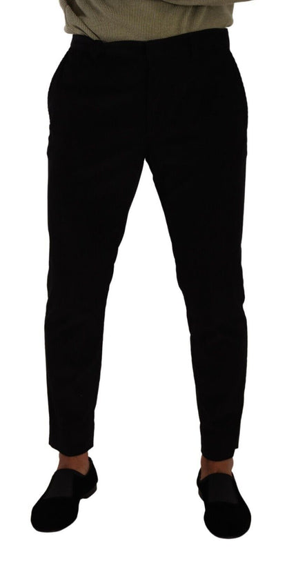 Black Cotton Corduroy Skinny Trouser Pants