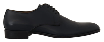 Navy Blue Leather Lace Up Formal Derby Shoes