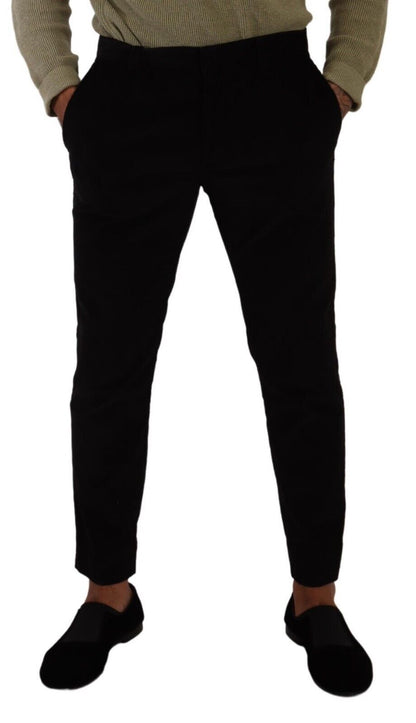 Black Cotton Corduroy Skinny Trouser Pants