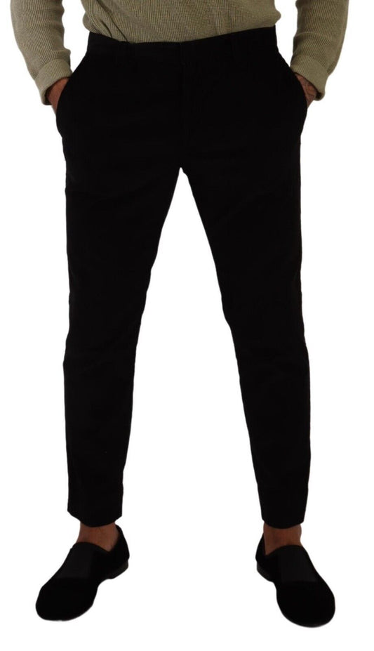 Black Cotton Corduroy Skinny Trouser Pants