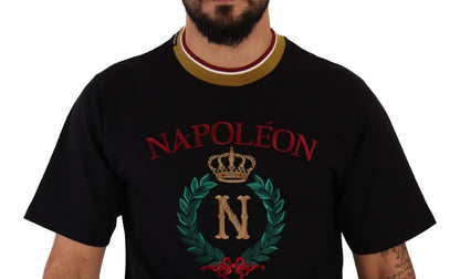 Black Cotton Logo Print Crewneck Tee T-shirt