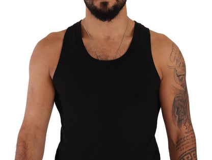 Black Cotton Sleeveless Tank T-shirt Underwear