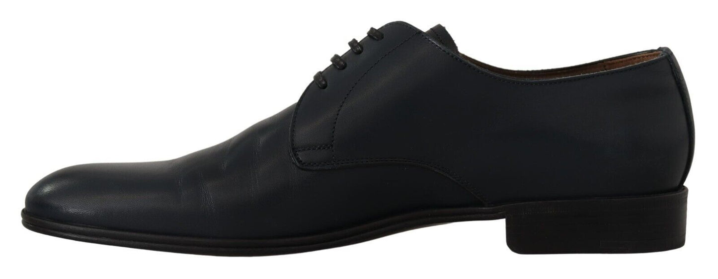 Navy Blue Leather Lace Up Formal Derby Shoes