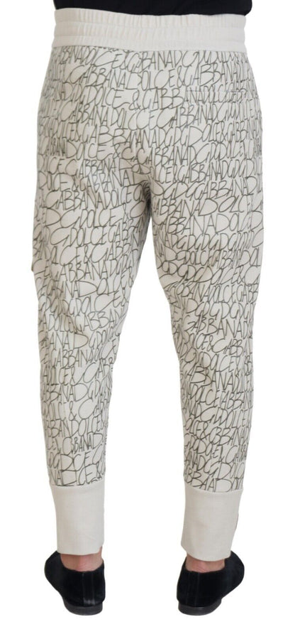 White DG Logo Pocket Print Men Trouser Pants