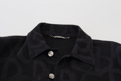 Black Cotton DG Mania Collared Denim Jacket