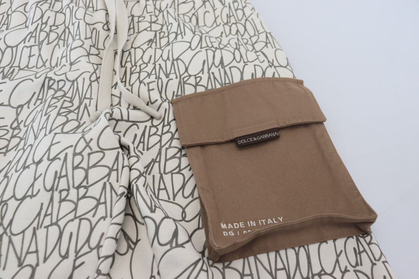White DG Logo Pocket Print Men Trouser Pants