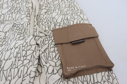 White DG Logo Pocket Print Men Trouser Pants