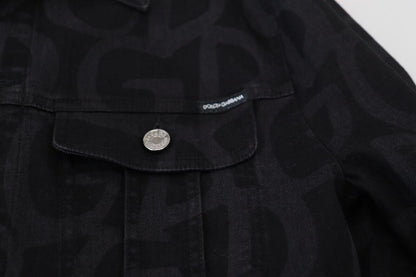 Black Cotton DG Mania Collared Denim Jacket