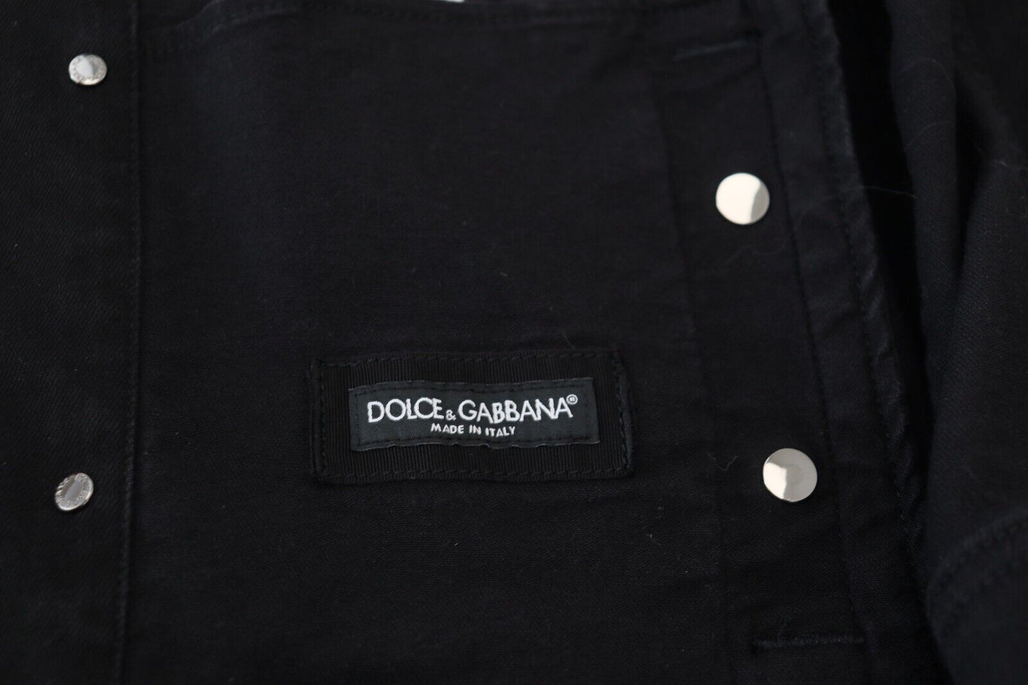 Black Cotton DG Mania Collared Denim Jacket