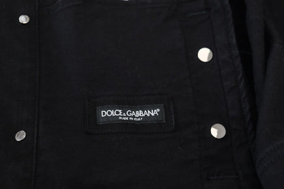 Black Cotton DG Mania Collared Denim Jacket