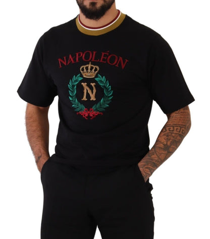 Black Cotton Logo Print Crewneck Tee T-shirt