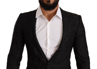 Black Brocade Two Button Suit MARTINI Jacket