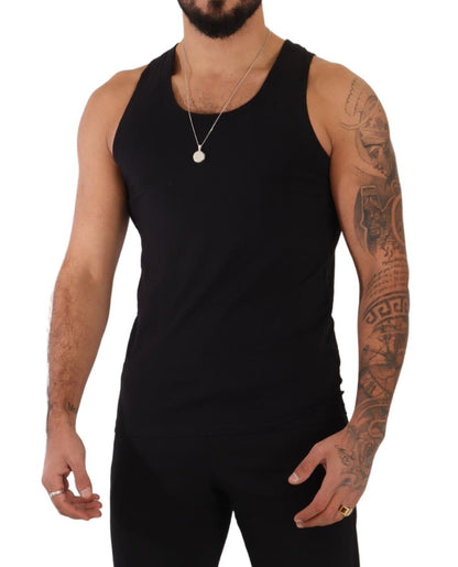 Black Cotton Sleeveless Tank T-shirt Underwear