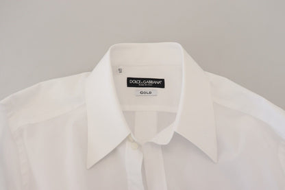 White Slim Fit Cotton Formal Dress GOLD Shirt