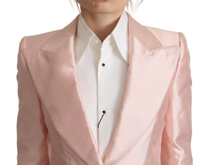 Pink Satin Long Sleeves Blazer Coat Jacket