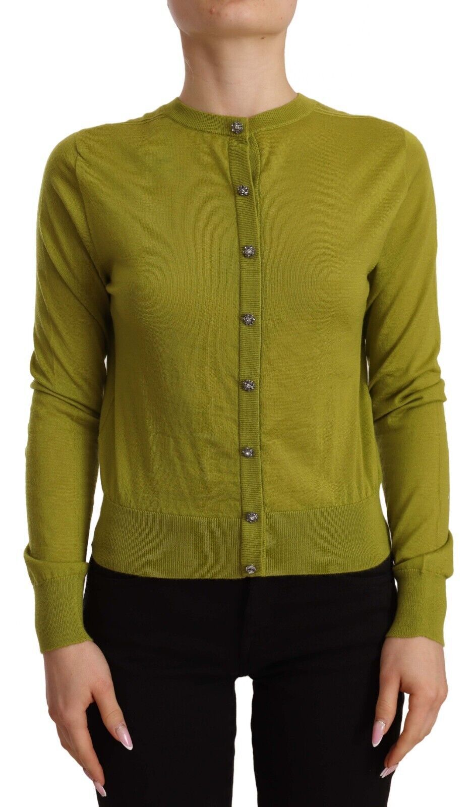 Apple Green Cashmere Buttons Cardigan Sweater