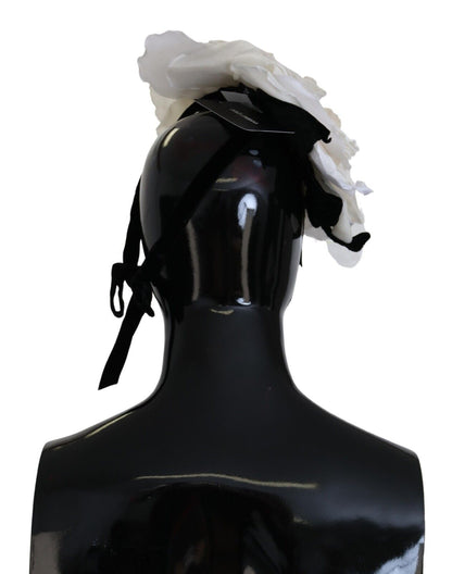 White Large Floral Silk One Size Hat