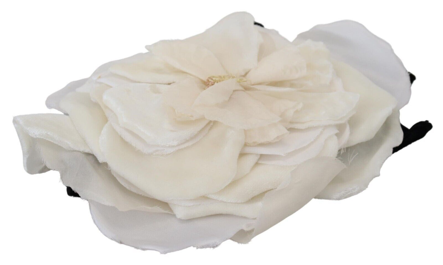 White Large Floral Silk One Size Hat