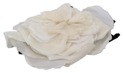 White Large Floral Silk One Size Hat