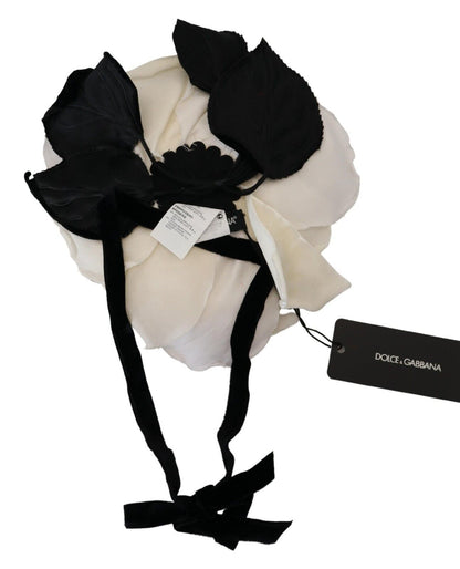White Large Floral Silk One Size Hat