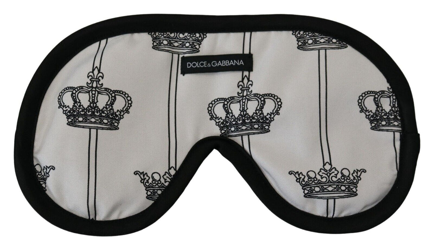 White Cotton Crown Print Elastic Strap One Size Eye Mask