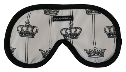 White Cotton Crown Print Elastic Strap One Size Eye Mask