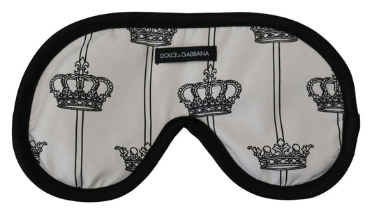 White Cotton Crown Print Elastic Strap One Size Eye Mask