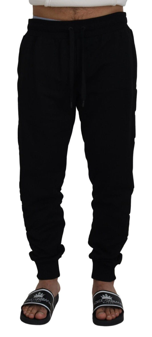 Black Cotton Men Jogger Trousers Pants