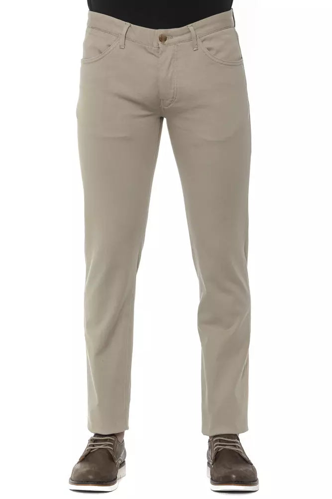 Beige Cotton Jeans & Pant