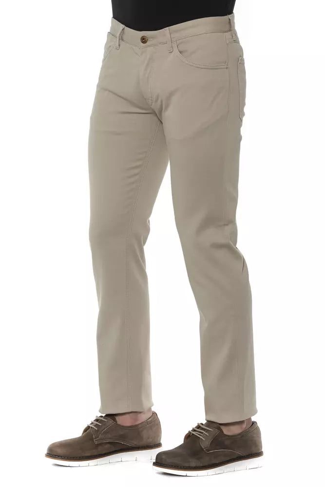 Beige Cotton Jeans & Pant
