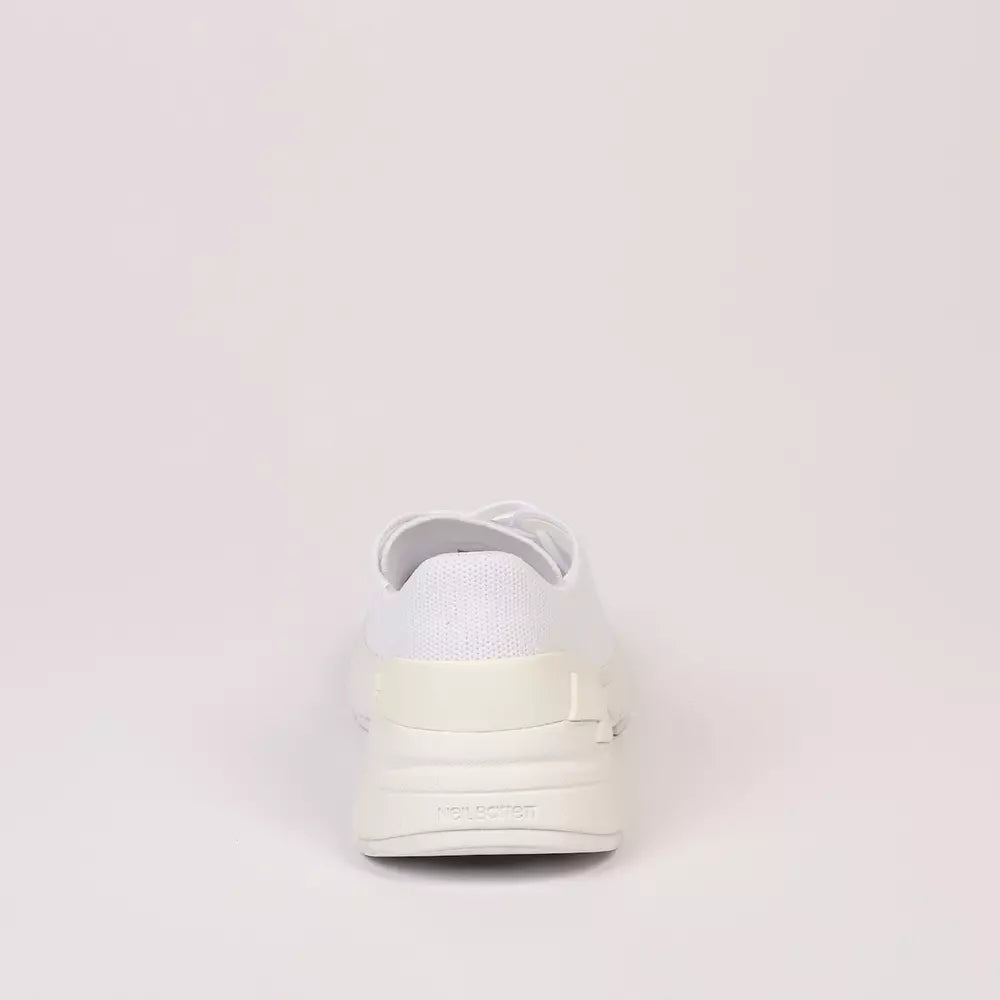 White Textile and Leather Sneaker