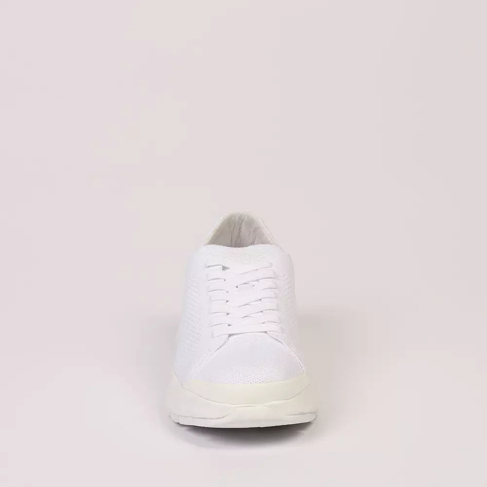 White Textile and Leather Sneaker