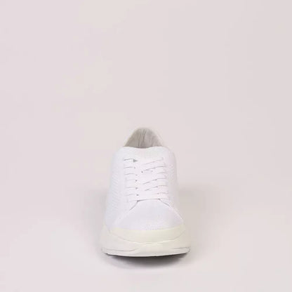 White Textile and Leather Sneaker