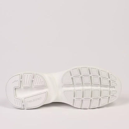 White Textile and Leather Sneaker