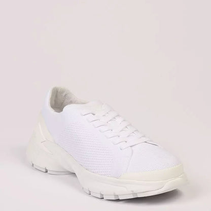 White Textile and Leather Sneaker
