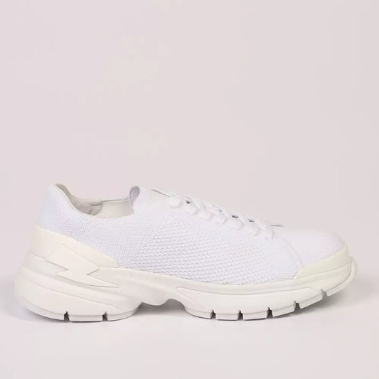 White Textile and Leather Sneaker