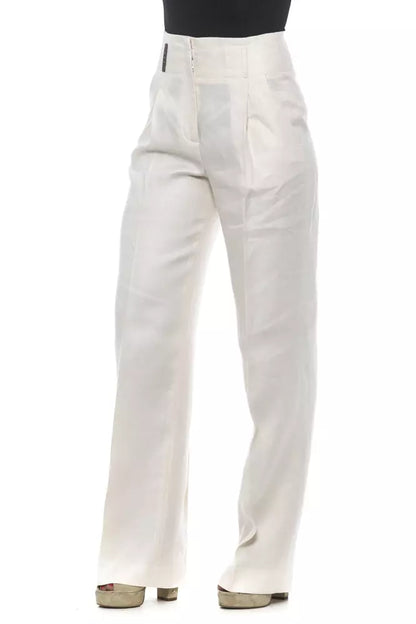 Beige/White Flax Jeans & Pants