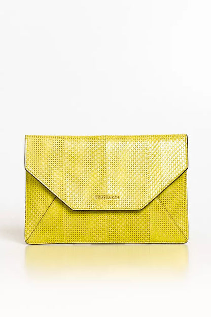 Yellow Leather Clutch Bag