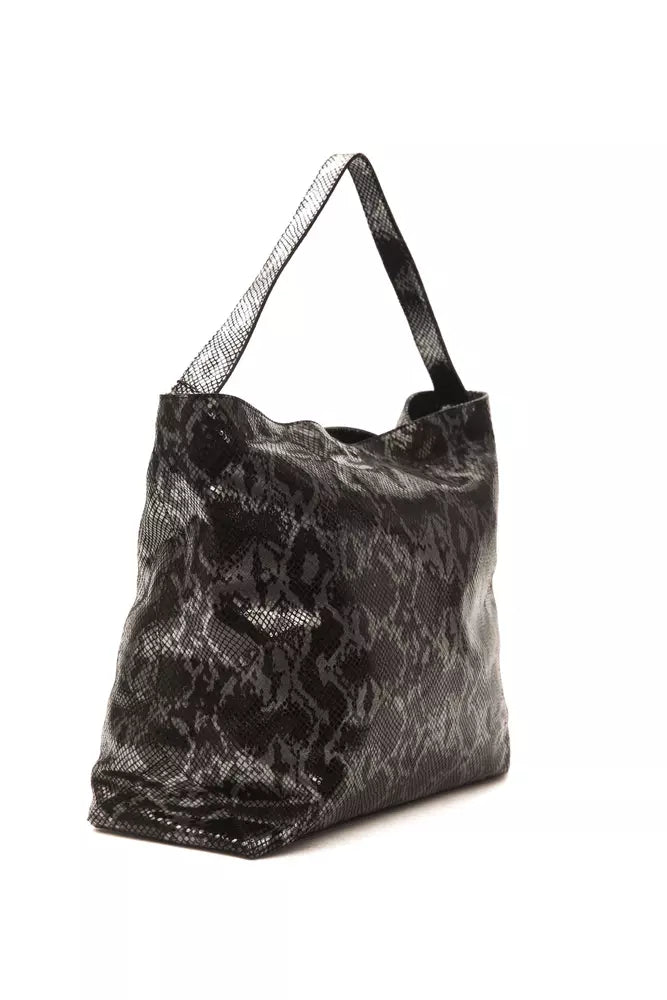 Gray Leather Shoulder Bag