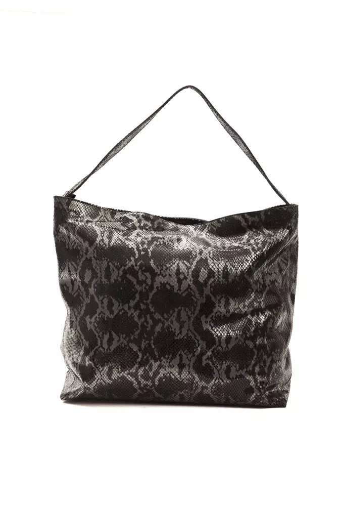 Gray Leather Shoulder Bag