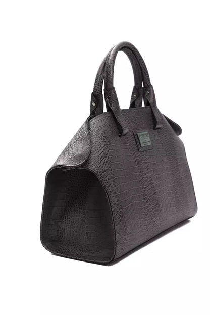 Gray Leather Handbag