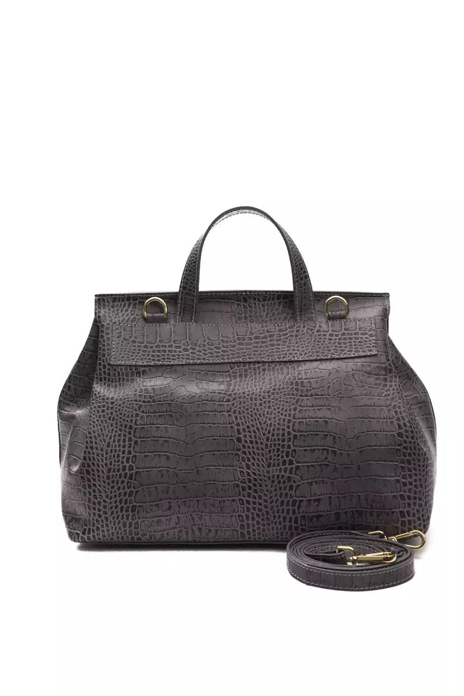 Gray Leather Handbag