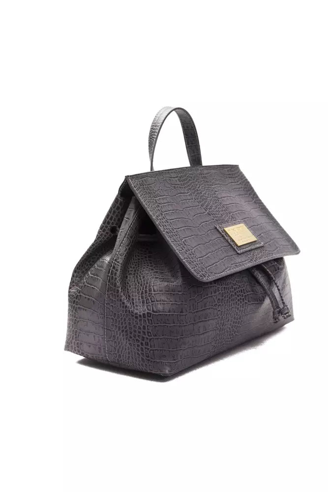Gray Leather Handbag